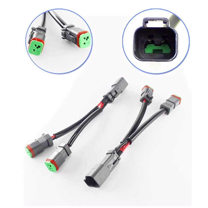 4X Y Type Leads Deutsch DT DTP 2 Pin Socket Adapter For LED Pod Work Light Retrofit Connectors Wiring Harness