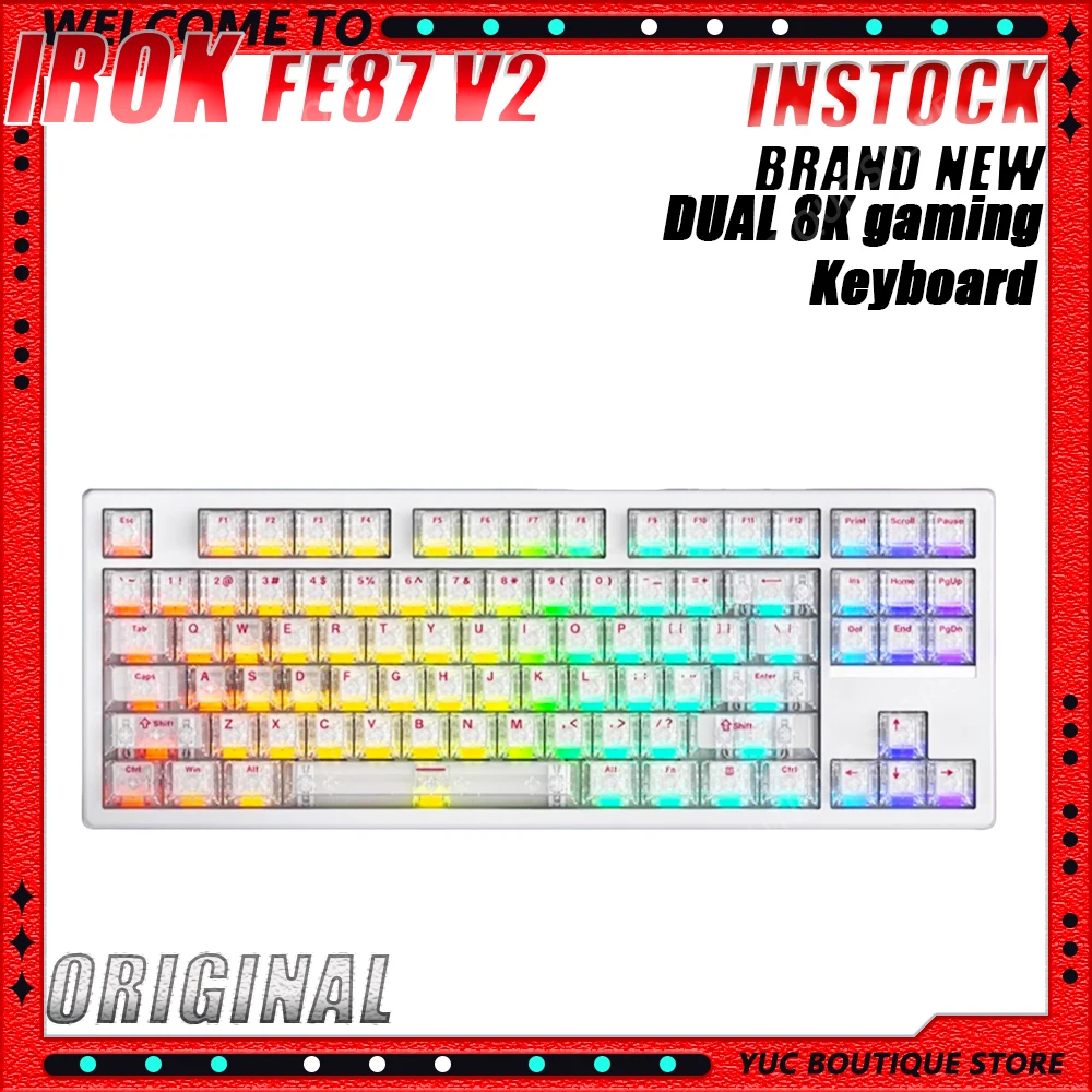 

NWE IROK FE87 V2 IMC 3-mode Mechanical Magnetic Switch Keyboard Dual 8K Polling Rate 0.125ms Low Latency E-sport Gaming Keyboard