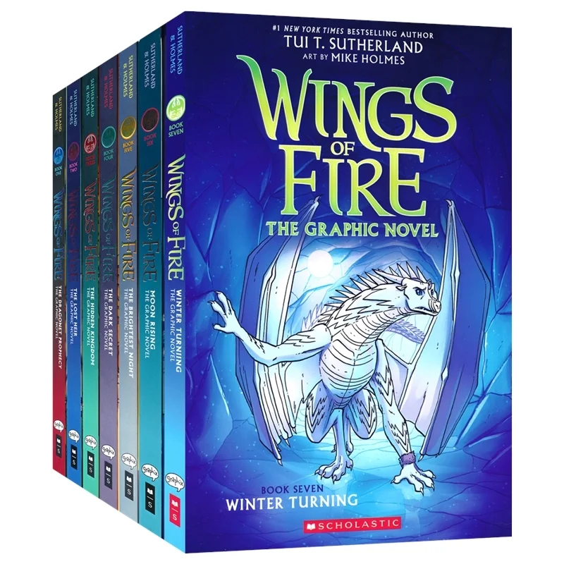 

Графические романы «Крылья огня» (набор из 8 книг): полноцветные детские приключенческие книги, английская практика чтения, подарок для детей