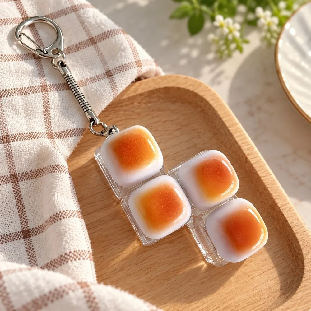 Sensory Creative Clicker Keychain Cute Portable Fidget Keyring Caramel Bread Bread Keycap Mini Pop Bag Accessories