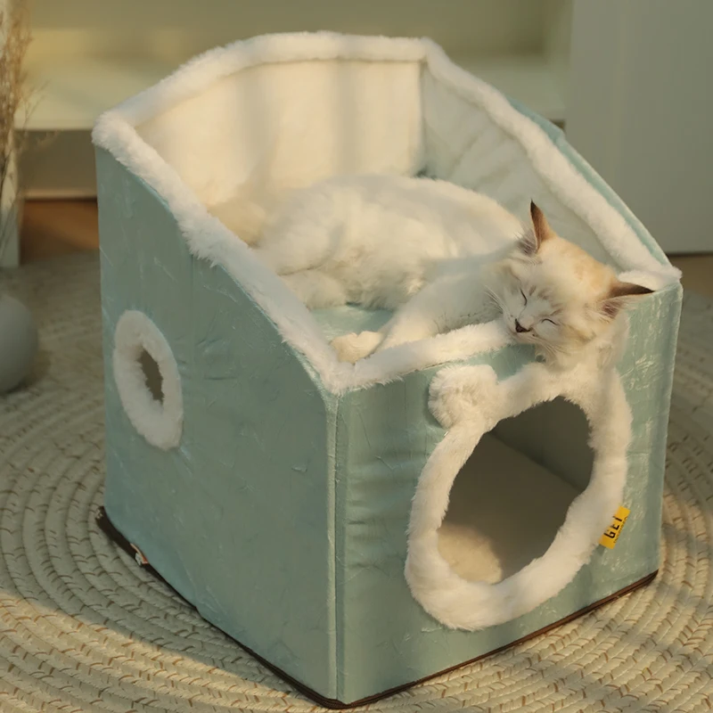 HOOPET Deep Sleep Cat House Winter Cat Mat Bed Pets Tent Cozy Cave Kitten Basket Puppy Cushion Pet Supplies