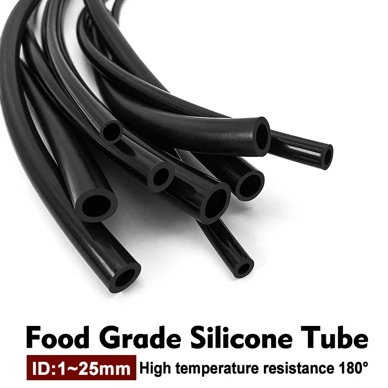 

2/3/4/5/8/10M Food Grade Silicone Rubber Hose Black Flexible Silicone Tube Diameter 1 2 3 4 5 6 7 8 9 10 12 13 14 16-25mm Tube