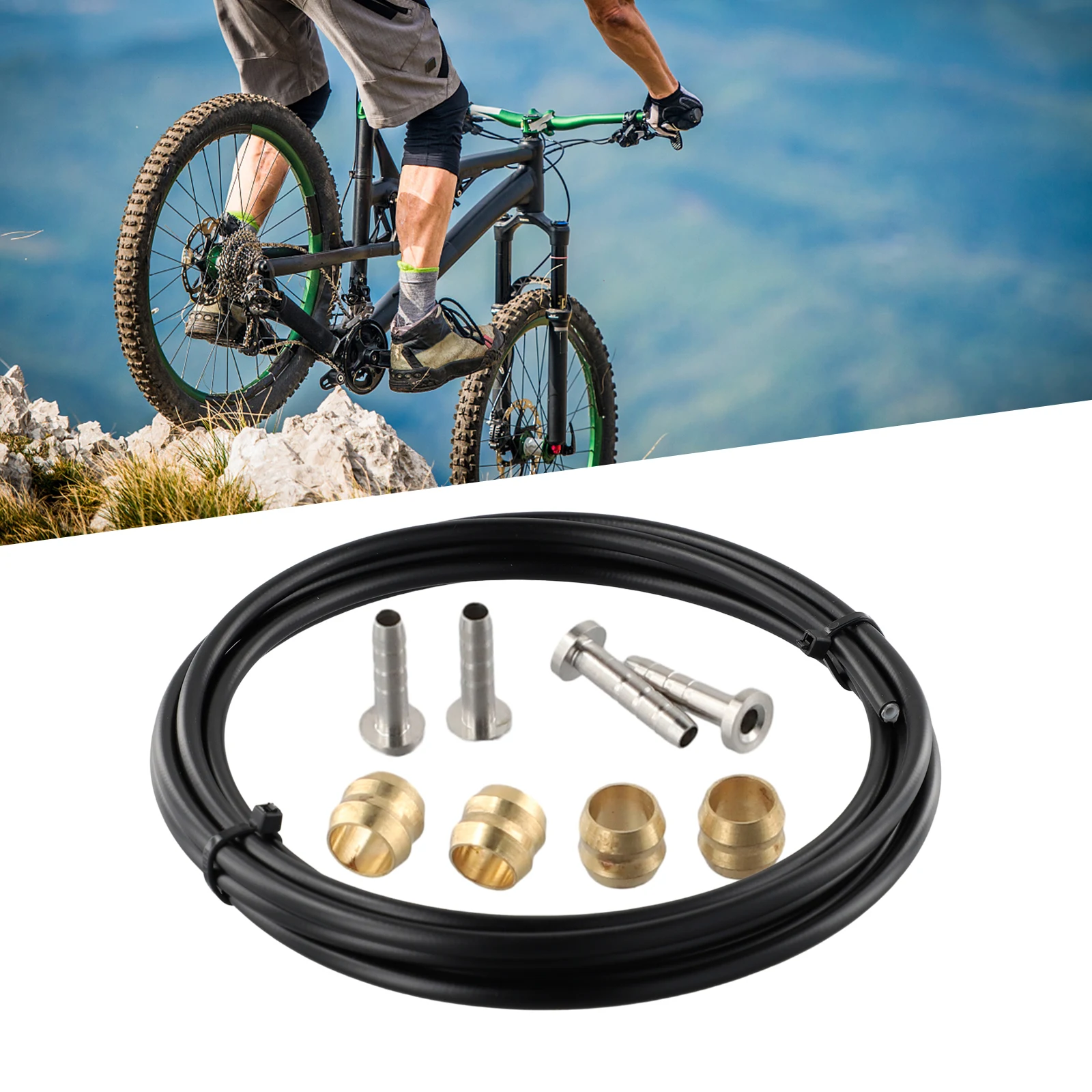 Improved Braking Action Bike Hydraulic Brake Hose SMBH59BH90 Olive and Connector Insert Set 2 5m Consistent Performance