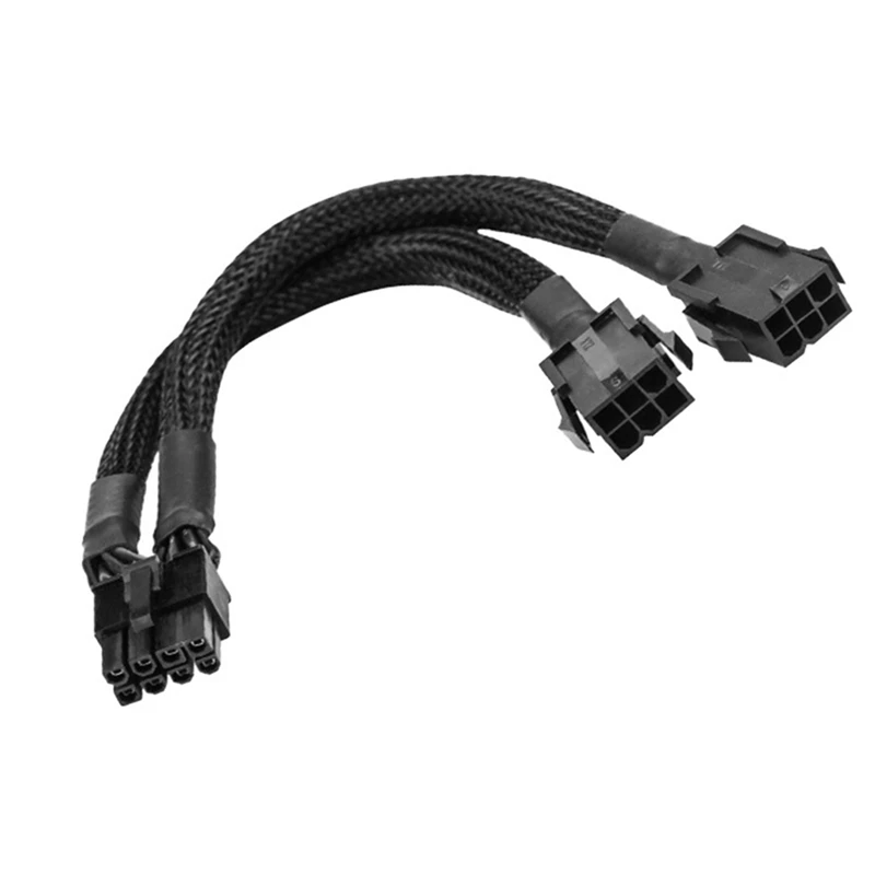 Y17A Dual 6 Pin Female To 8 Pin Male GPU Power Adapter Cable Braided Sleeved 20Cm Power Sleeved Cable