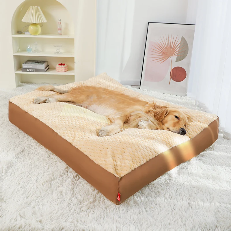 Dog Bed Winter Warm Sleeping Mat Full Removable Washable Large Dog Kennel Golden Retriever Dog Sofa Dog Mat Winter Dog Beds