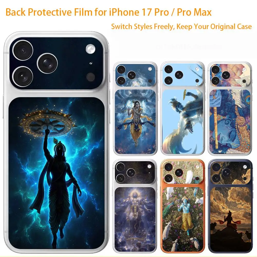 

Krishna Indian God Lord Premium Skin Wrap for iPhone 17 Pro/Max, Back Frame Camera Protective Decal (Not Case)