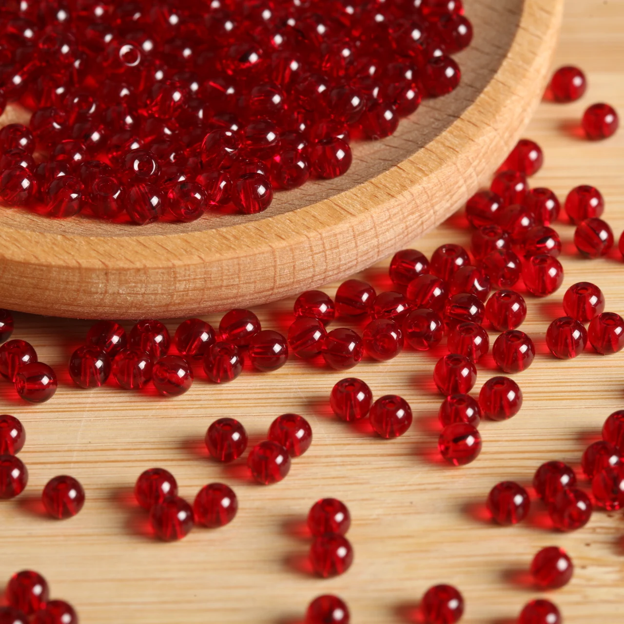 4mm 400/800pcs Bright Transparent Red Round Glass Beads For DIY Handmade Bracelet Necklace DIY Jewelry Beading Supplies