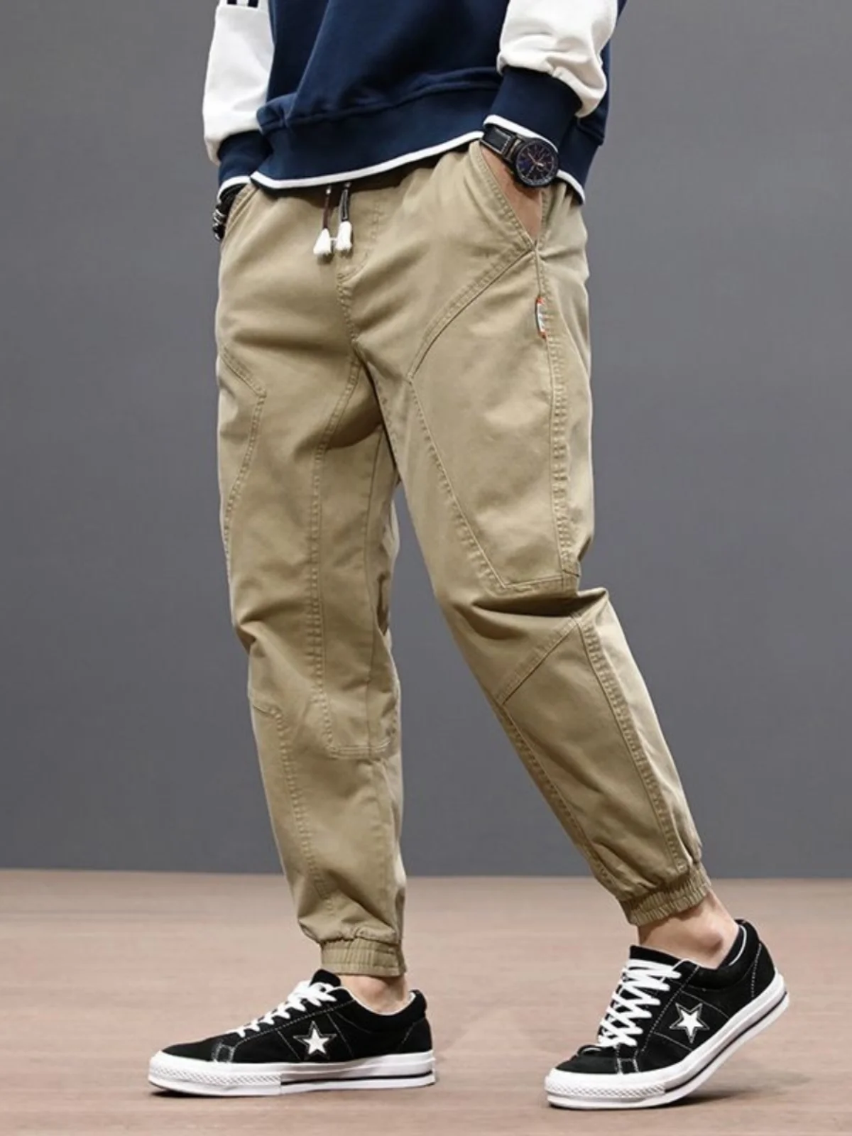 

Khaki Cotton Work Trousers Men's Loose Casual Pants Autumn Winter Spring Faion Urban Sle Wear Resistant Long Trousers