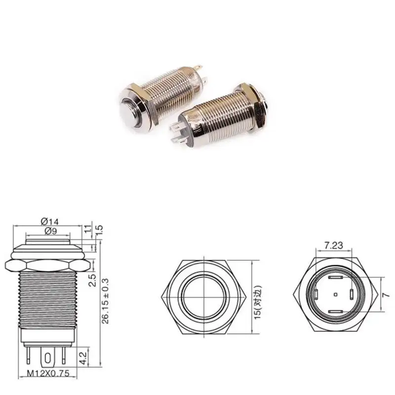 1 Stück 12 mm selbstverriegelnder wasserdichter Metall-Druckknopfschalter mit Leuchtsymbol, rund, Stromversorgung 5V 12V 24V – Detail 4