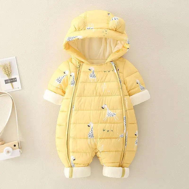 Newborn Baby Jumpsuit Hooded Plus Velvet Warm 2024 winter wear Baby Boys Snowsuit Toddler Snow Suit Girl Cotton Overalls Rompers