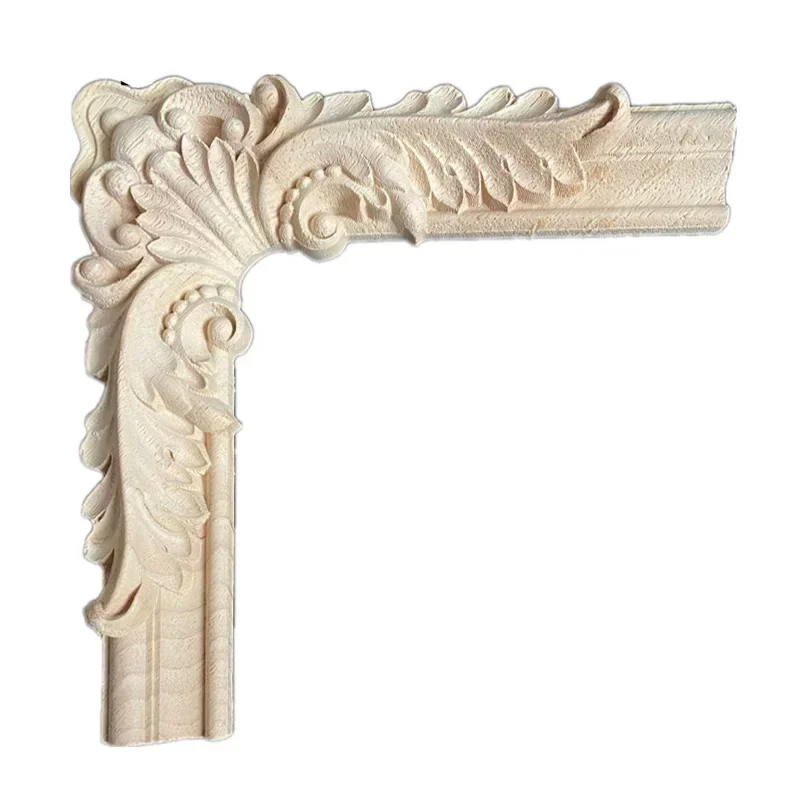 4PCS 12-20cm Woodcarving Decal Corner Applique Frame Door Decorate Wall Doors Furniture Wooden Miniature Franch Hollow Flower