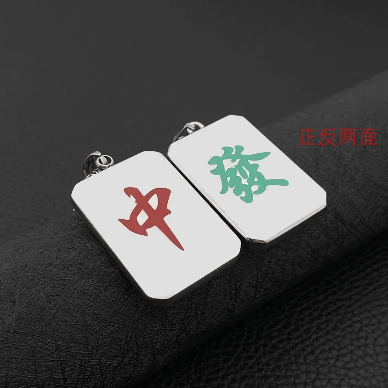 Titanium Steel Pendant Trendy Necklace Stainless Steel Jewelry Front And Back Mahjong Design Pendant