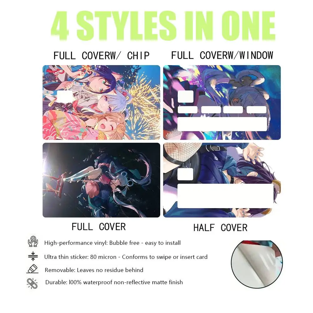 C-Cosmic Princess Kaguya  4pcs 1Set HD Waterproof Card Skins Protective Stickers for Credit Bank Game Cards