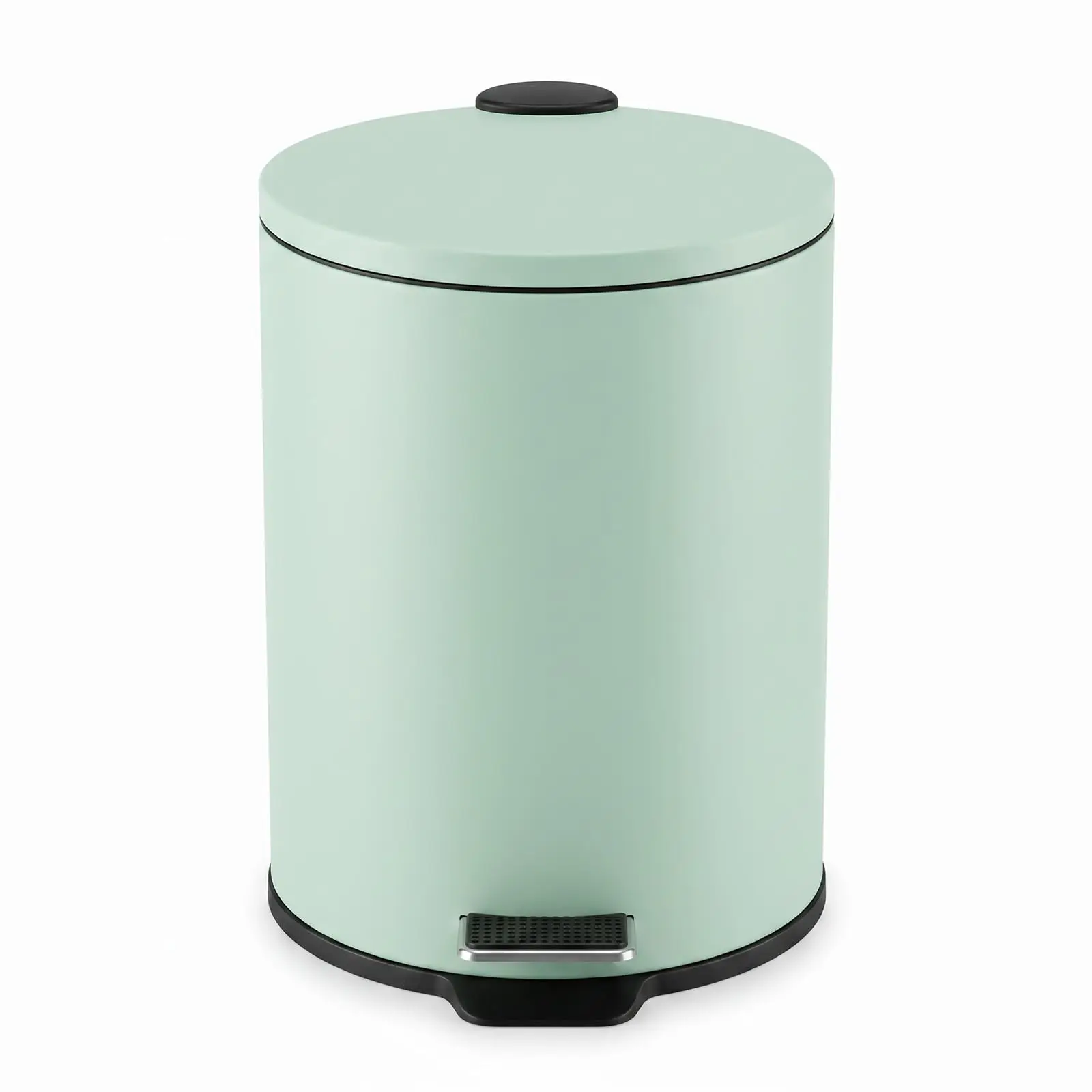 5L Round Hands-Free Pedal Trash Can for Home, Lidded Garbage Bin with Removable Inner Bucket for Easy Bag Replacement & Cleaning, Decorative Waste Bin for Kitchen, Bathroom, Office
