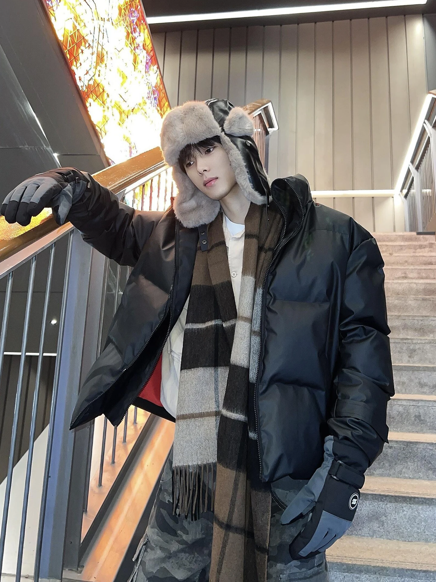 

American Sle ort Double Layer PU Leather Cotton Jaet Men's Thiened Winter Coat Sli And Haome Youth Faion