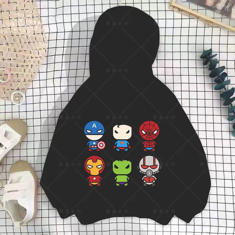 Nuova felpa con cappuccio per bambini di 2-14 anni Marvel Avengers abbigliamento per bambini autunno maglione per bambini Spiderman ragazze Pullover ragazzi felpe lunghe con cappuccio