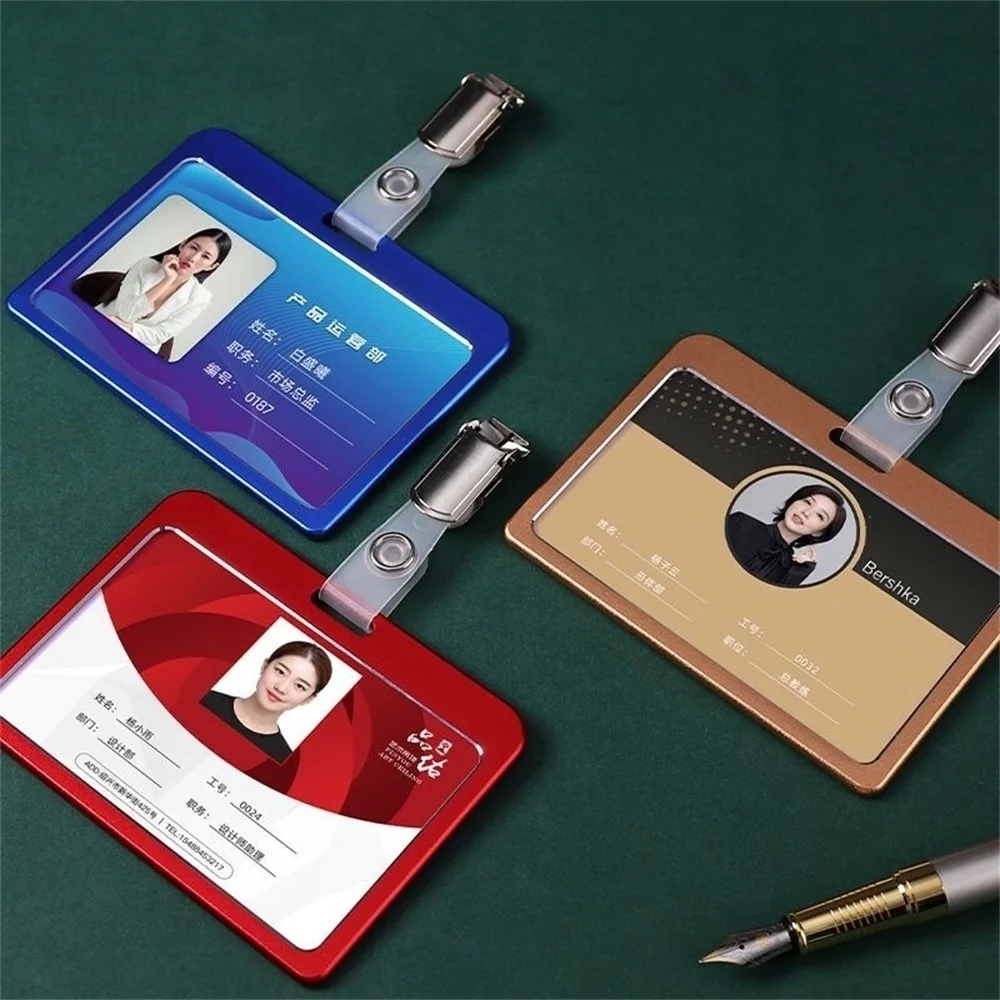 Work Office Name Card Badge Reel Student Nurse Exhibition Id Name Card Badge Holder With Metal Clip Office Supplies