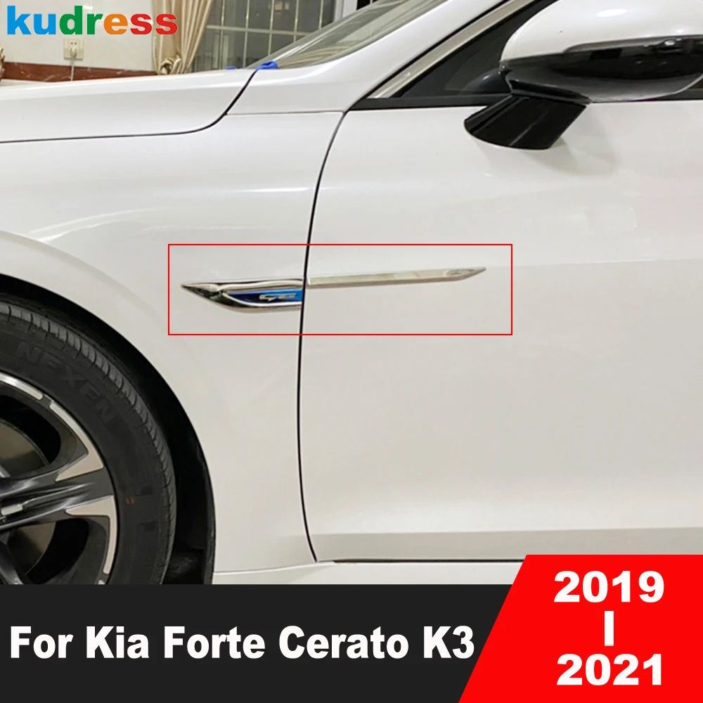 For Kia Cerato Forte K3 2019 2020 2021 Stainless Car Body Side Fender Air Vent Cover Trim Door Logo Emblem Mark Trim Accessories