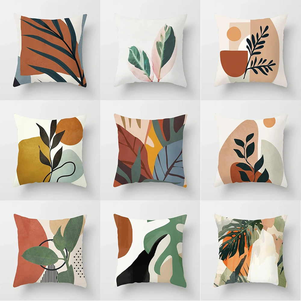 Desert plant leaf pattern printed cushion cover home decoration polyester fiber sofa car cushion cover 45x45cm