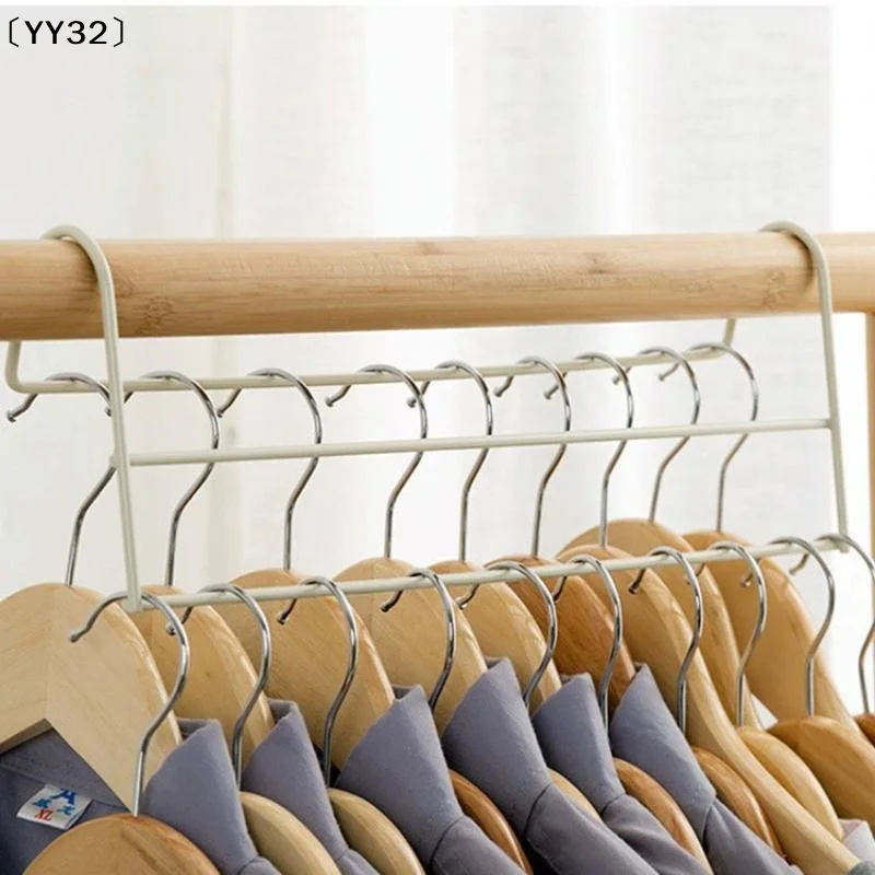 Space Saving Metal Iron Closet Hanger Organizer High Low Staggered Multi Function Wardrobe Clothes Hanger Rod Home〔YY32〕