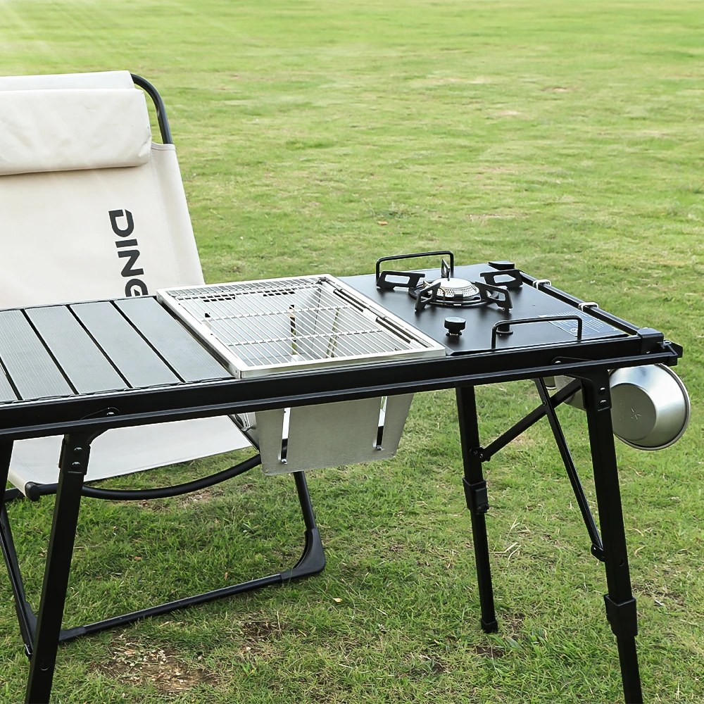 KRC CAMP Camping Folding IGT Table Set  Wood Table Lightweight Camp BBQ Grill Stove Table Outdoor Picnic Fishing Table IGT Set