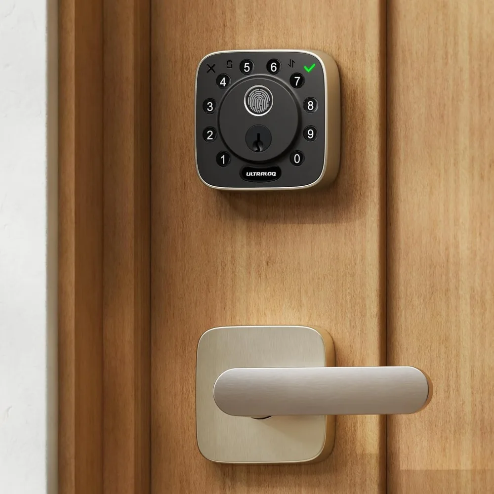 Bolt Fingerprint WiFi Smart Lock with Handle Lever Set, Front Door Lock Set, Keyless Entry Deadbolt with Fingerprint, App Remot