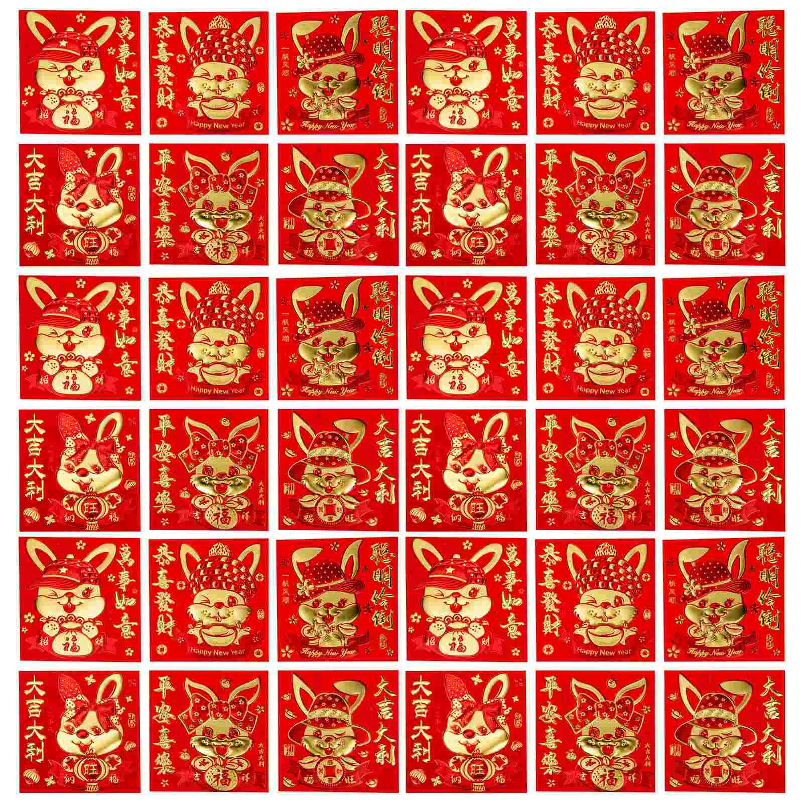 

66 Pcs New Year Red Envelope Money Packet of The Rabbit Zodiac Bag 2023 Chinese Style Envelopes Lunar Decor Cartoon