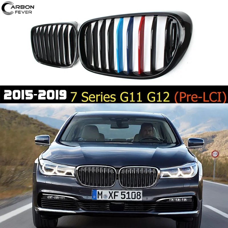 For BMW G11 G12 Front Bumper Grille Kidney Grid Mesh 7 Series Sedan 730i 740i 750i 2016 - 2019 Pre-lci Replacement ABS Grill