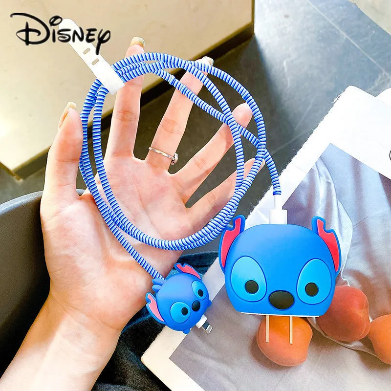 Cartoon Disney Cable Protector For iPhone 11 12 iPad 18W 20W Data Line Silicone Fast Charger Cable Winder Protection Organizer