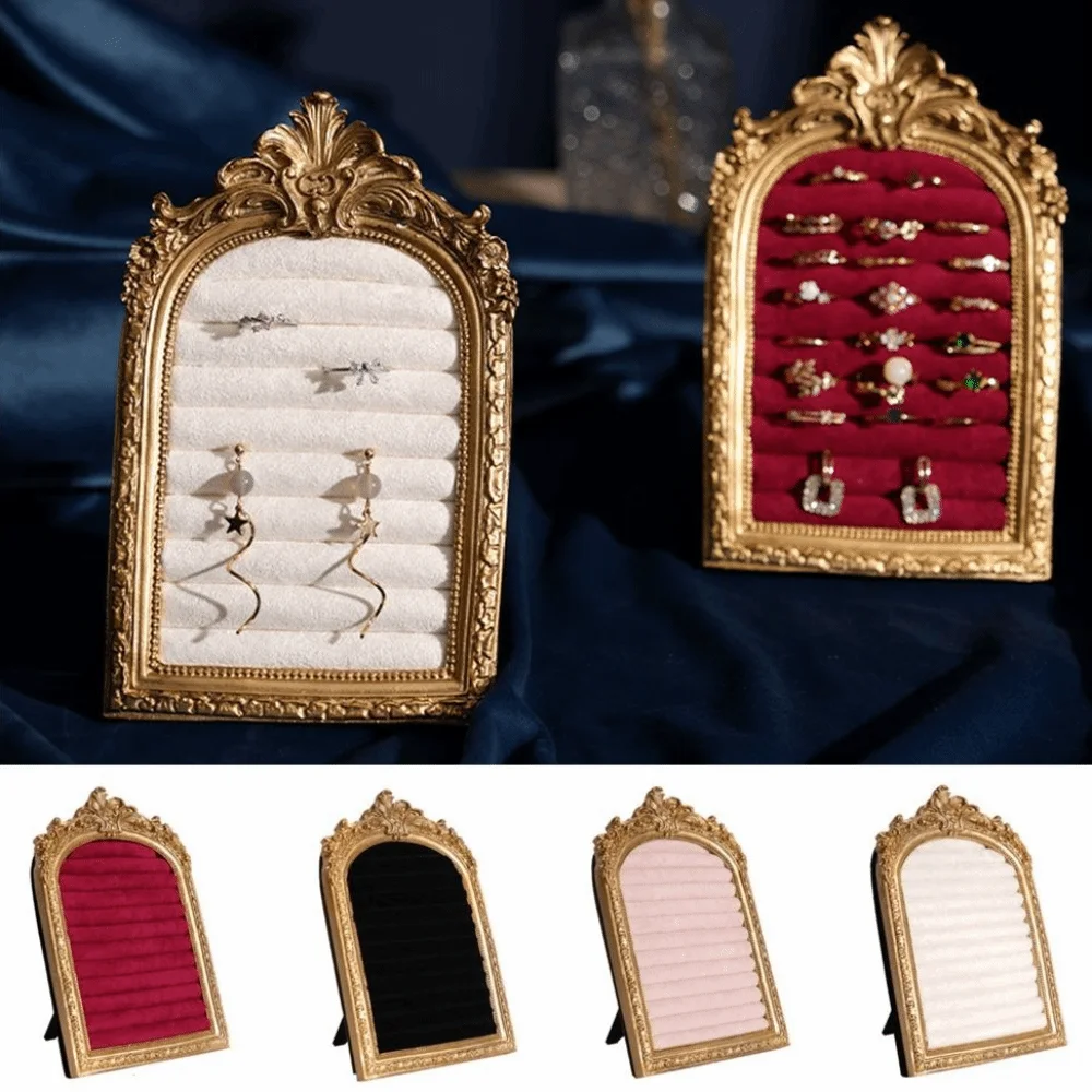 

Винтажный шкаф-витрина для хранения украшений, большой вместимости, с бархатными полками для серег и колец, для домашнего декора, экономия пространства