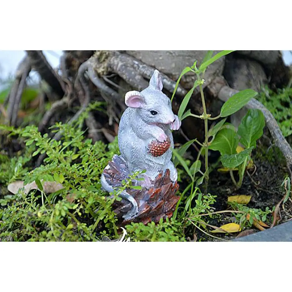 2-4pack Cute Mouse Figurine Sculpture for Home Garden Yard Statues Lawn