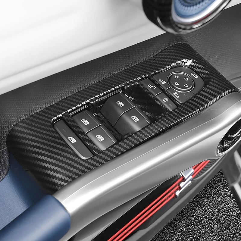 

Цветное оконное стекло из углеродного волокна, подъемные кнопки, декоративная панель, накладка для BYD Yuan PLUS 2022, Стайлинг, аксессуары для интерьера