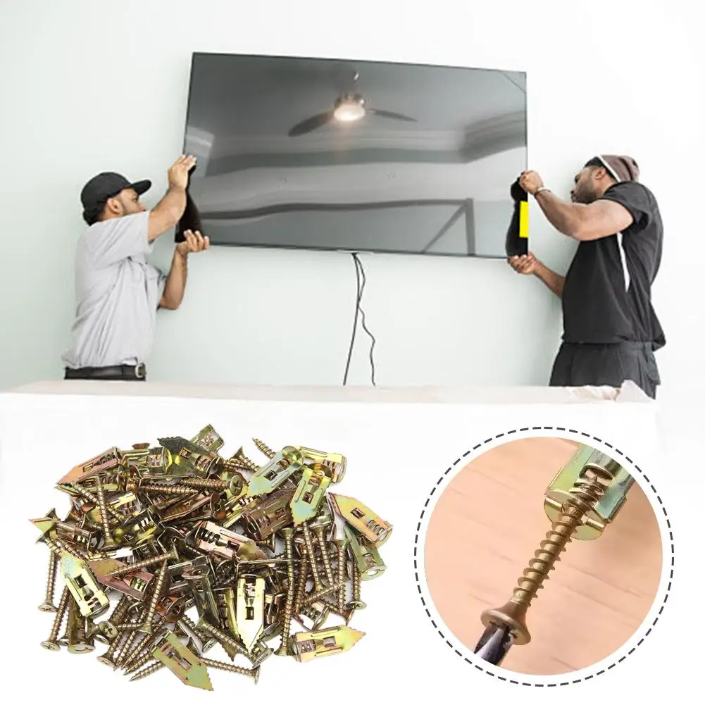 40/60/80/100PCS Heavy Duty Self-Drilling Drywall Anchor Kit Zinc Plated Metal Expansion Screws for Hollow Wall Gypsum Board DIY