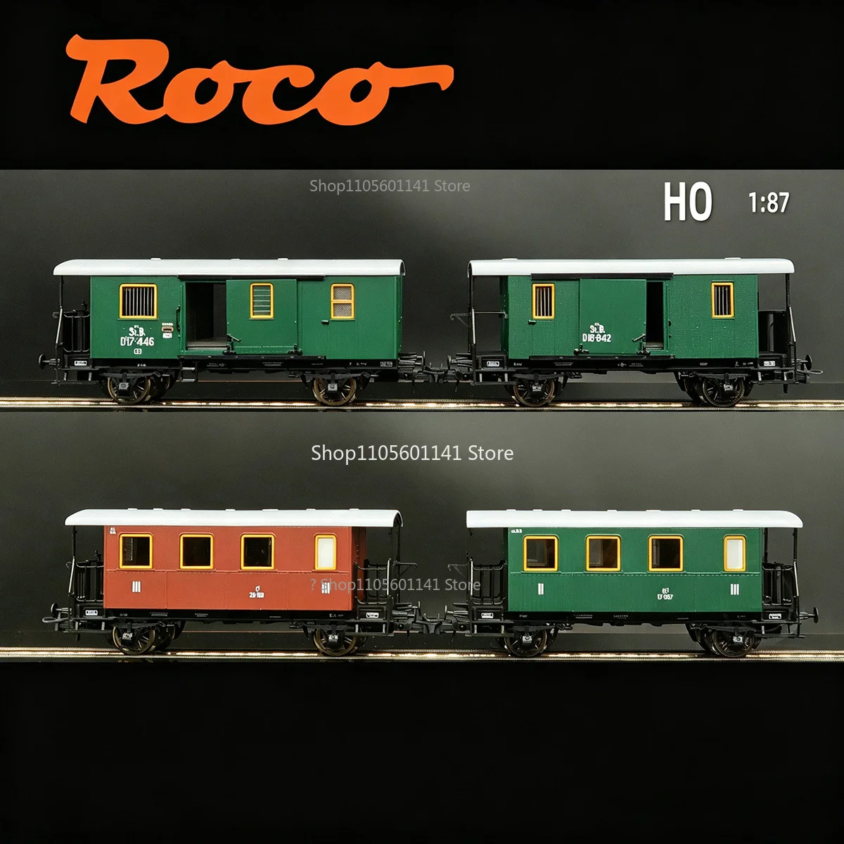 ROCO HO Scale 1:87Train Model Four Carriages 6200190 KKSTB Classic Generation Passenger Car Four Sections No Power
