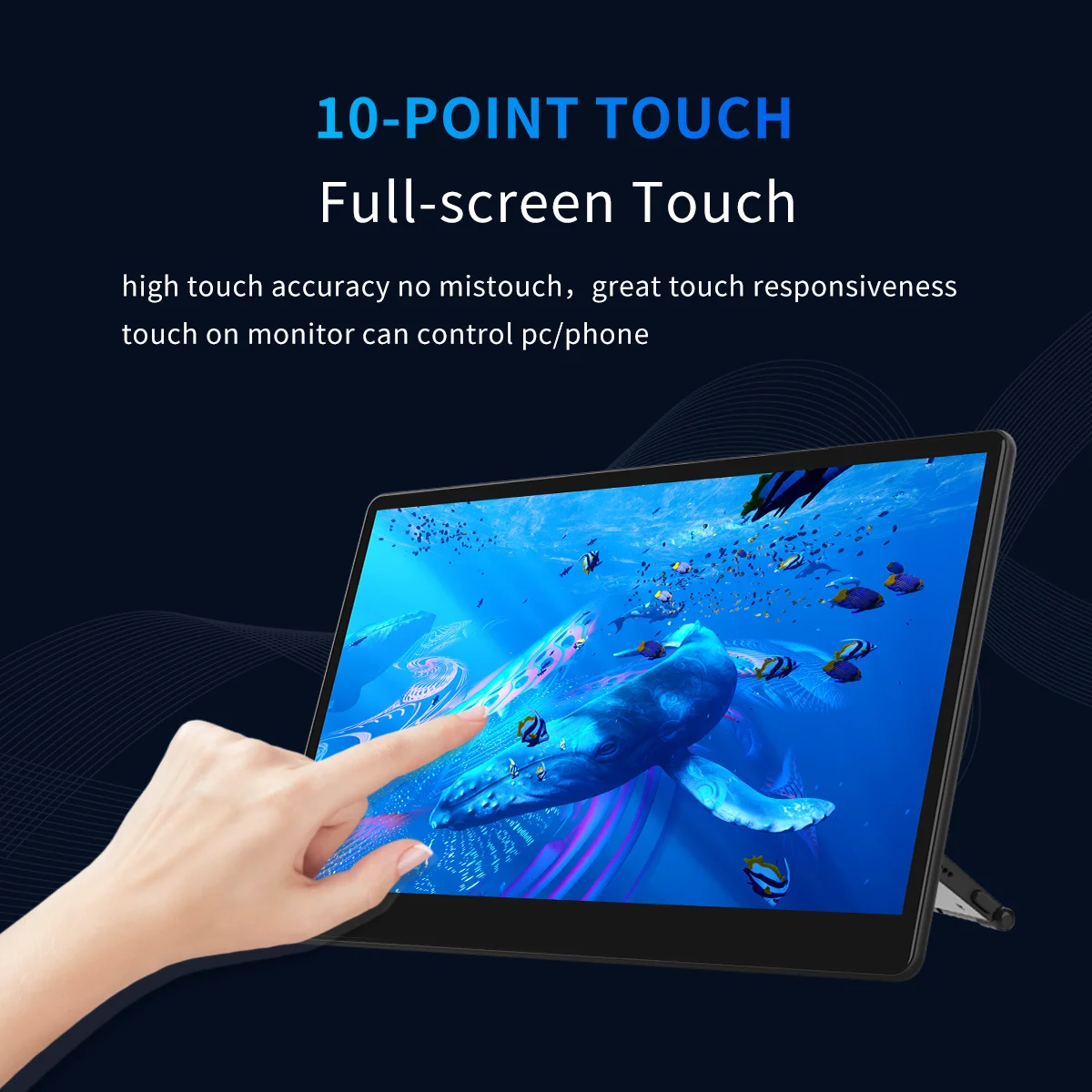 Unew Premium 15,6 Zoll 1920x1080 Touch Tragbarer Monitor - HDMI/Type-C, Zweitbildschirm für Xbox, Switch, PS, Laptop & PC – Detail 3
