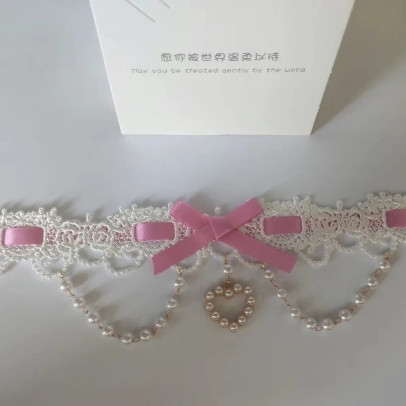 ロリータパールラブマカロンキャンディーカラーの首輪女性のための甘いネックレスロリータオリジナル手作りアクセサリーギフト女性のための