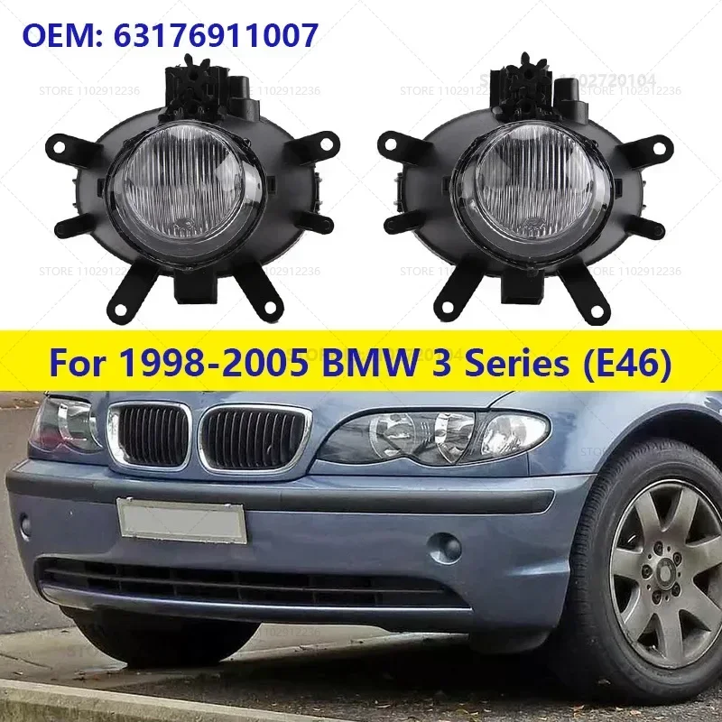 For 1998-2005 320i 323i 325i 325xi 328i 330i 330xi (E46) Front Bumper Fog Light Grill Grille Cover (Without Bulb) 63176911007