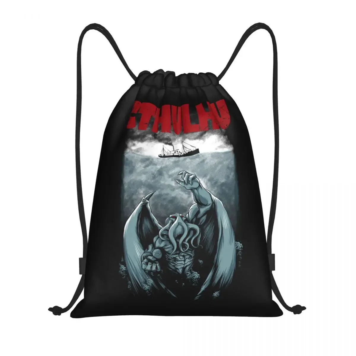 Parody Cthulhu Lovecraft Drawstring Bag Women Men Portable Sports Gym Sackpack Horror Movie Shopping Storage Backpacks