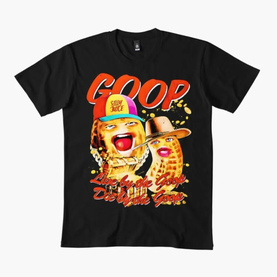 تي شيرت مضحك The Burnt Peanut Live by The Goop Die by The Goop تي شيرت للرجال والنساء 100% قطن تي شيرت بأكمام قصيرة 1219-3