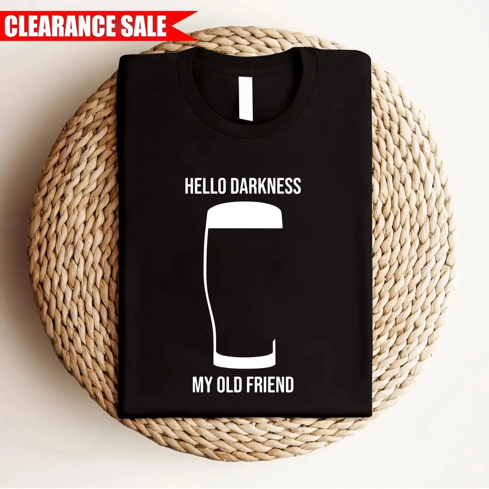 Hello Darkness My Old Friend T Shirt Stout Dark Beer Funny Vintage Top vintage Washed Casual Unisex graphic Slightly