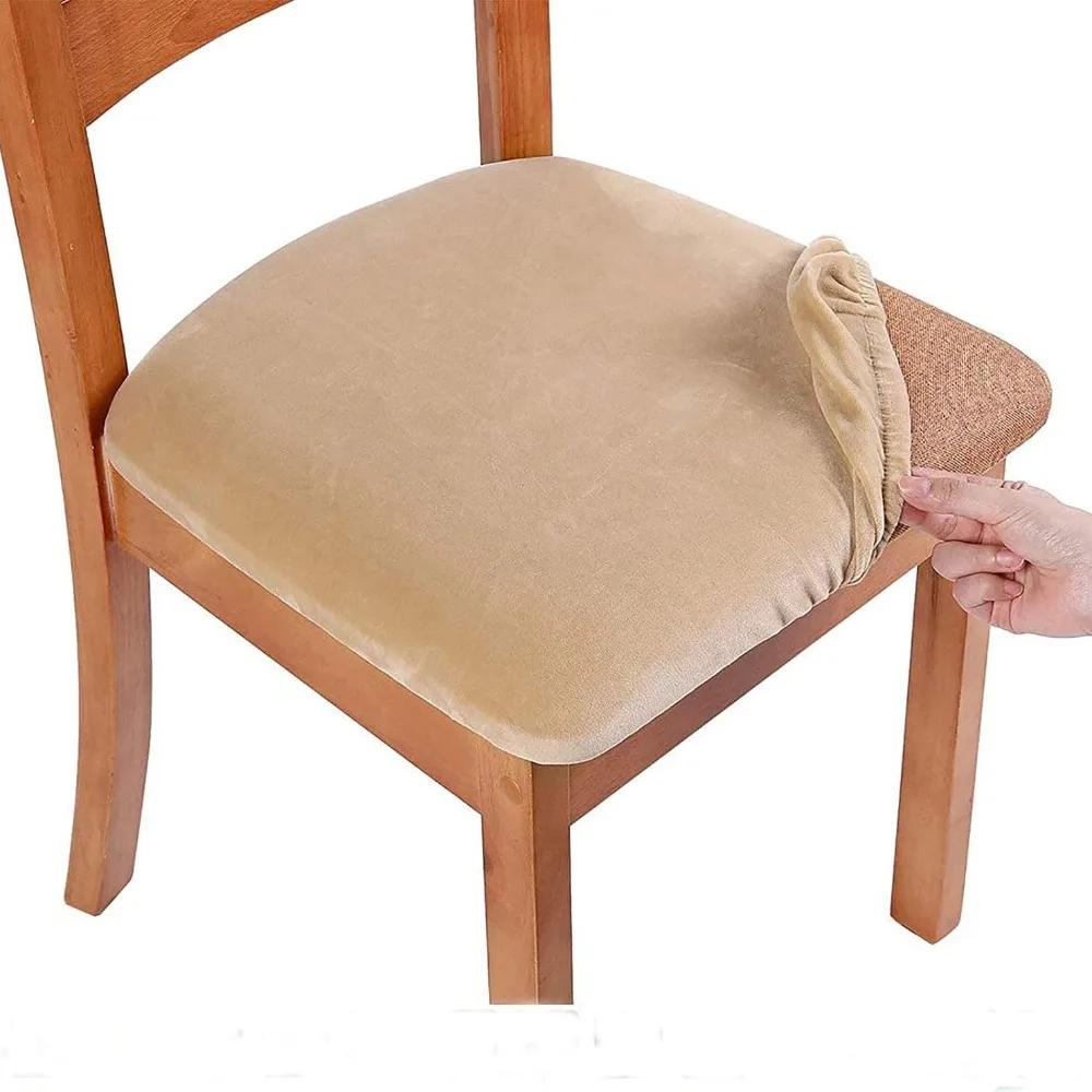 2pcs/4pcs Skin-Friendly Silver Fox Velvet Buckle Chair Seat Cover Velvet Chair Seat Cover for Dining Room Club Restaurant