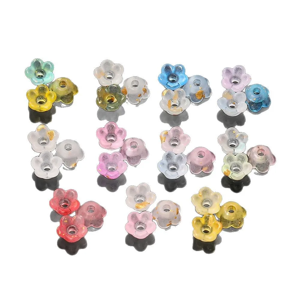 

200pcs/lot Acrylic Gradient Colorful Gold Sprinkles Flower Loose Beads For Necklaces Bracelets DIY Jewelry Making Accessorie