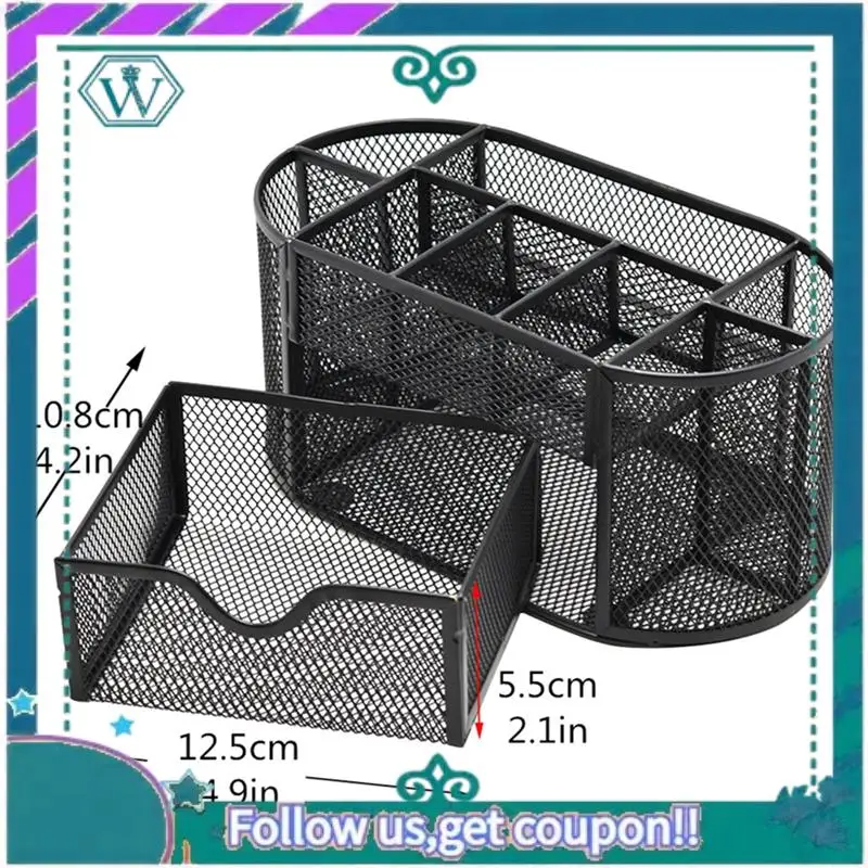 منظم مكتب شبكي لسطح المكتب وحامل أقلام قرطاسية مع 8 مقصورات ودرج واحد للمدرسة والفصول الدراسية وقطعة واحدة #5