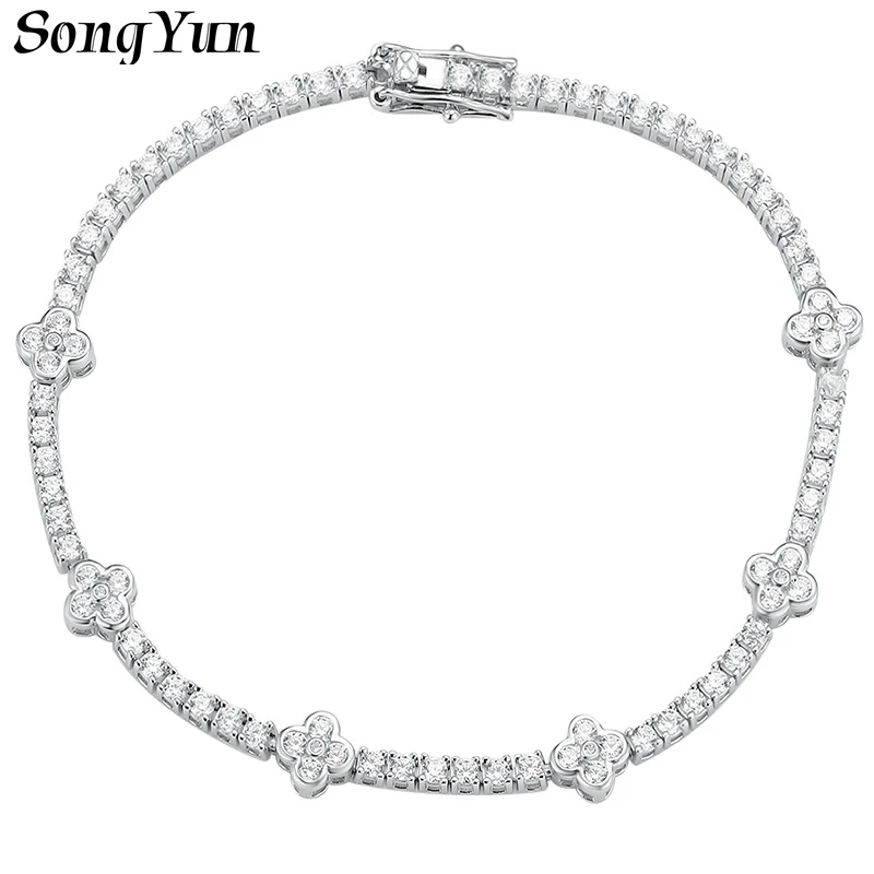 SONGYUN Designer Jewelry 925 Sterling Silver Bracelet Moissanite Diamond Cuff Wedding for Women Rhodium Plated SYT Patent Bangle
