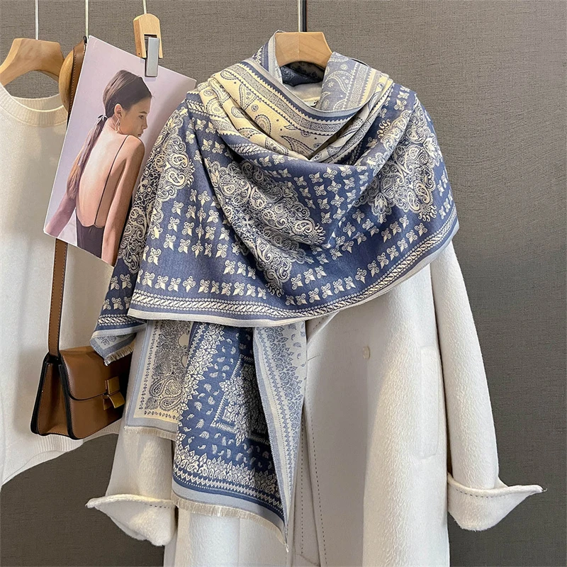 

2025 New Print Autumn Winter Scarf Women Pashmina Shawls and Wraps Cashmere Blanket Warm Thick Stoles for Lady Bufanda Stole