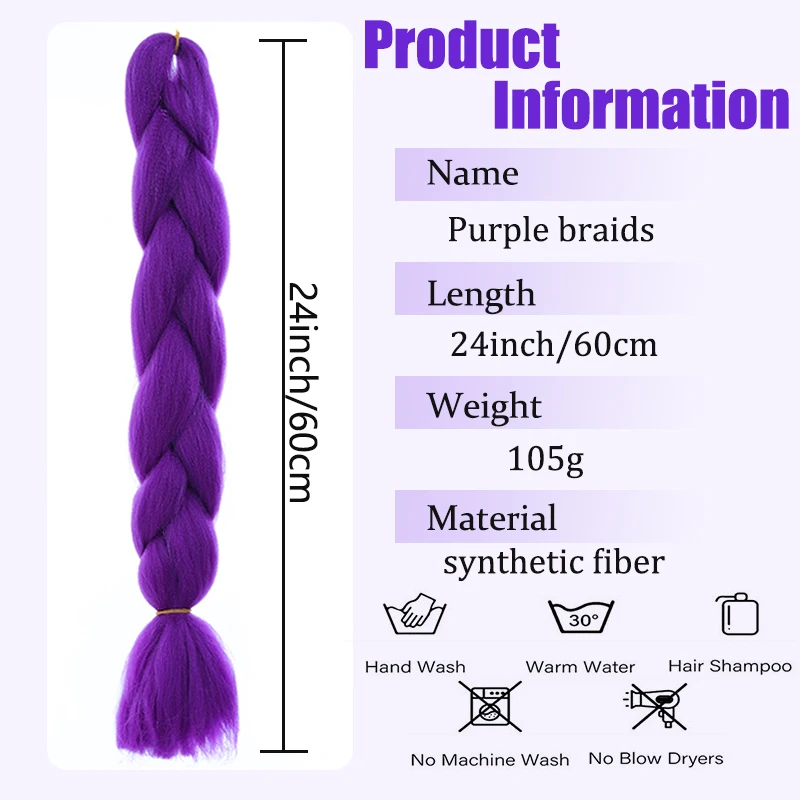 Kpop Devil Hunting Group Rumicos Wig Purple Fried Dough Twists Boxing Braid Horse Tail Weaving Fluffy Hair Extension