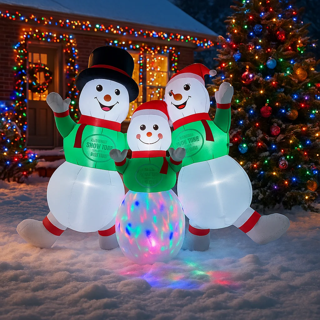2.4 متر/7.8FT نفخ ثلج الأسرة أضواء خارجية LED ديكورات المنزل اللعب ساحة عيد الميلاد الحلي في الهواء الطلق نفخ الزينة #6