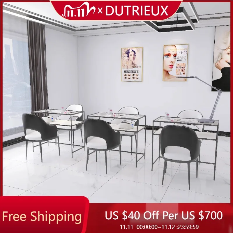 

Design Easy Clean Manicure Table Designer Clear Waterproof Simple Nail Desk Reception Makeup Nageltisch Nails Salon Furniture