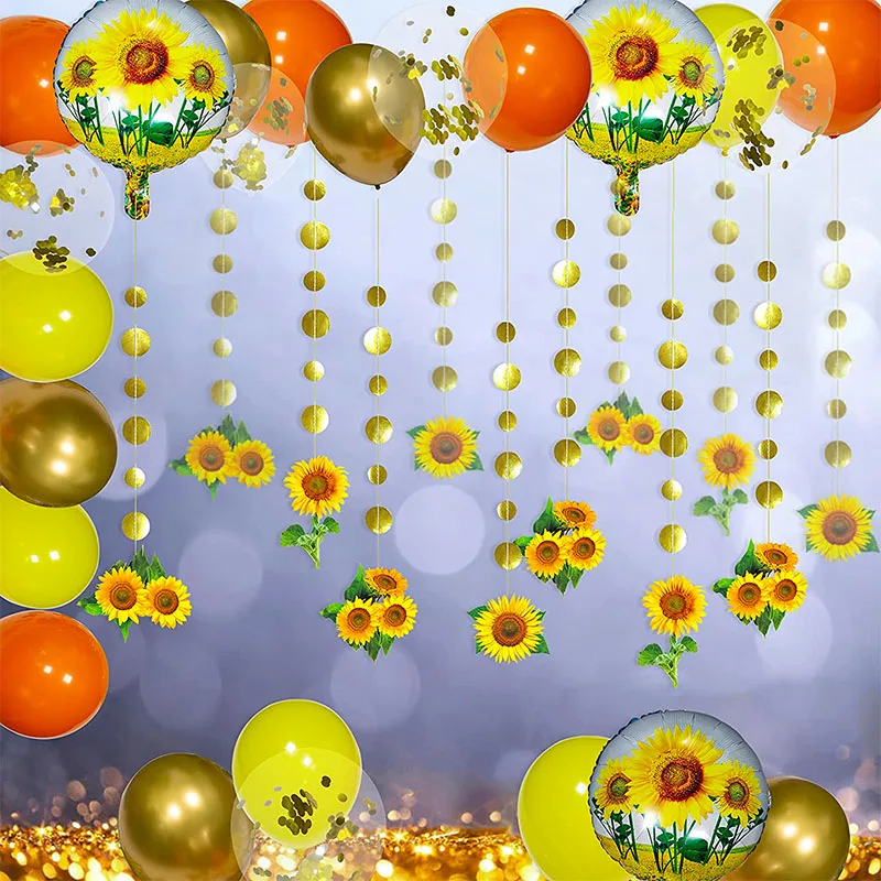 35Pcs Sunflower Balloon Garlands Banner for Fall Sunflower Kids Birthday Baby Shower Anniversaire Engagement Party Decorations