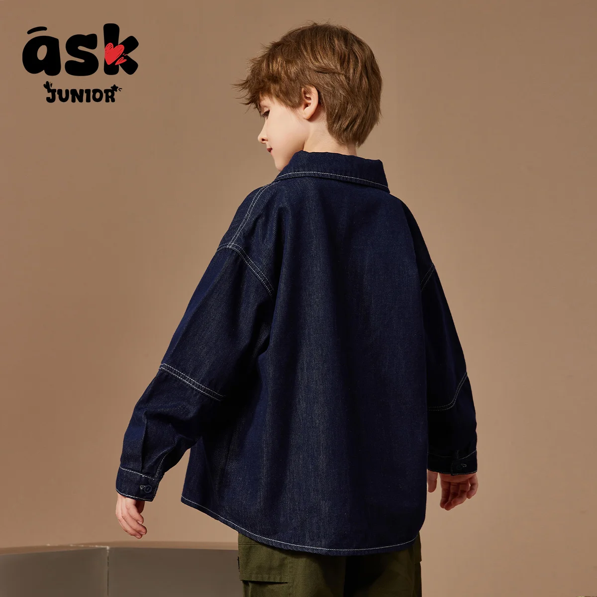 اسأل جونيور المتوسطة والكبار الأولاد الخريف الأطفال خمر غسلها الدنيم في سن المراهقة العصرية بارد طويلة الأكمام التلبيب أعلى سترة #2